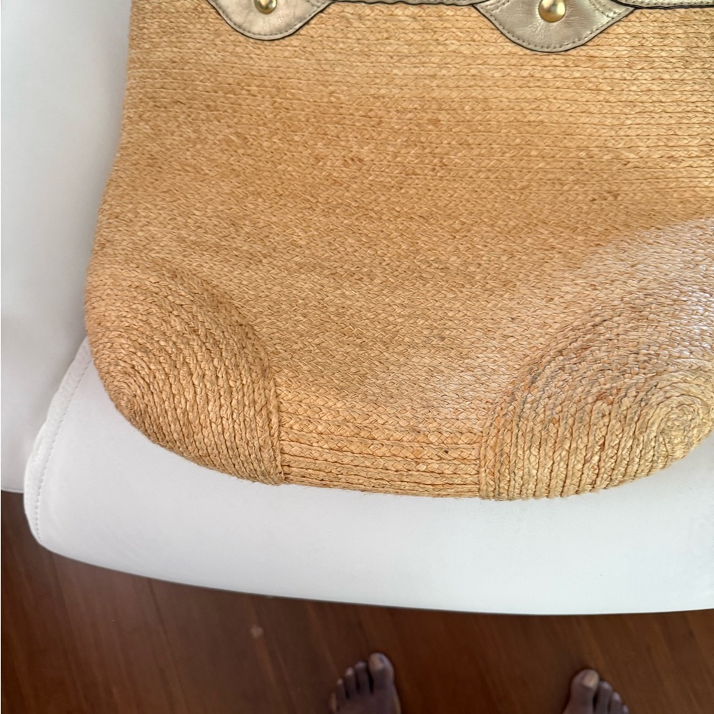 Straw Woven Coach Bleeker handbag-Flower Accent. Naturally woven. - Picture 10 of 14